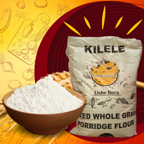 Kilele - High-quality product image showing A porridge flour made from a blend of whole grain cereals (maize, finger millet and sorghum).