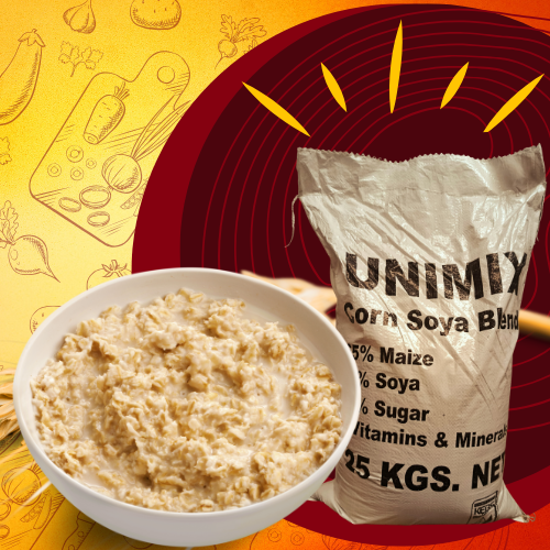 Unimix - High-quality product image showing A fortified blend of corn and soya used to prepare a formulated complimentary food in form of a porridge or gruel.